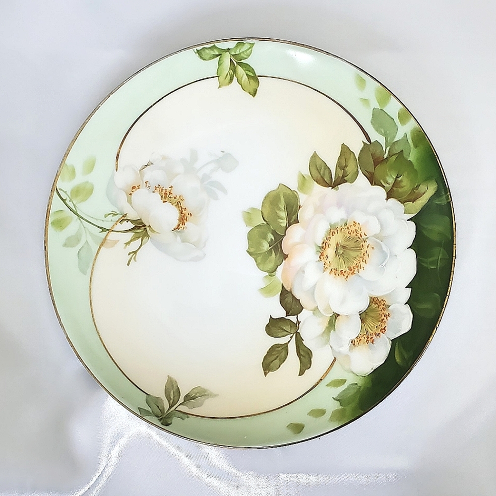 Royal Rudolstadt Prussia Handpainted Plate with White Flowers